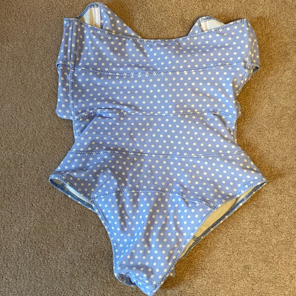 Lisa Marie Fernandez Triple Poppy Knotted Polka Dot Stretch Crepe Swimsuit